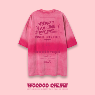 男女T恤 设计师品牌 美式 印花字母水洗做旧 WOODOO 布斯罗伊德