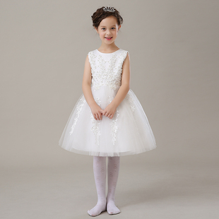韩版 儿童礼服女公主裙女童装 钢琴演出服生日花童婚纱 连衣裙春夏款