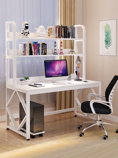 卧室书柜学习桌一体电脑桌子书桌书架组合家用写字台简易办公桌