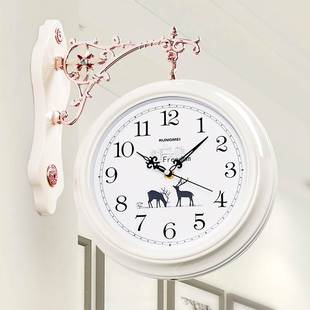 现代简约挂表 双面挂钟创意表客厅静音北欧时钟表两面家用时尚 欧式