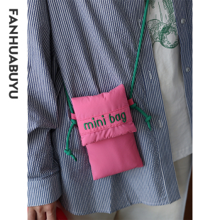 学生百搭斜挎包女小众设计布包小包包 梵花不语可爱软萌手机包韩版