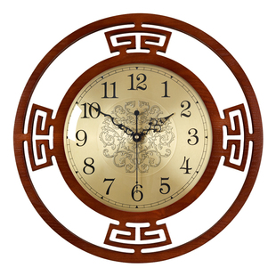 饰木钟墙钟壁挂表 客厅挂钟古典时钟中国风钟表创意钟家用装 新中式