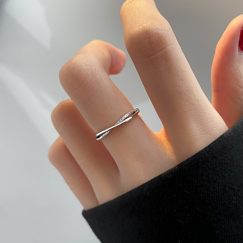 纯银戒指女小众设计素圈轻奢2022新款 潮高级感食指戒时尚 单戒 个性