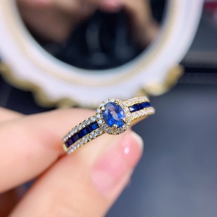 特惠天然斯里兰卡彩色蓝宝石戒指 满火彩 5mm925银精工镶嵌 石4