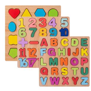 儿童数字拼图积木幼儿早教字母形状拼板男女孩益智力开发学习配对