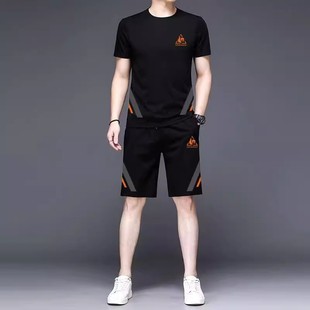 宽松五分裤 套装 短裤 运动短袖 两件套 潮流韩版 男士 时尚 法国公鸡夏季