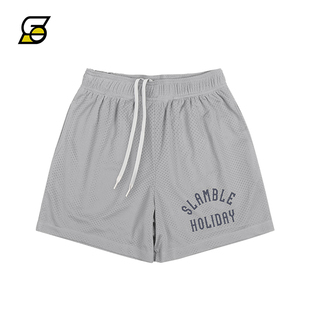 短裤 男速干透气篮球运动裤 五分裤 HOLIDAY双层网眼美式 SLAMBLE夏季