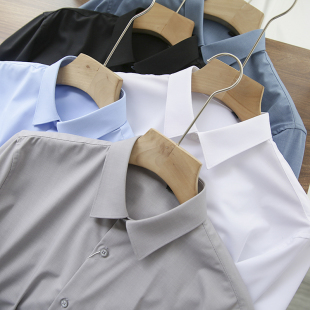 男士 升级竹纤维 垂感抗皱丝滑纯色商务休闲长袖 线下4000 衬衫 春季
