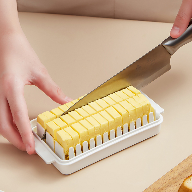 黄油切割收纳盒带盖冰箱奶酪芝士储存保鲜盒烘焙豆腐牛油刀切块器