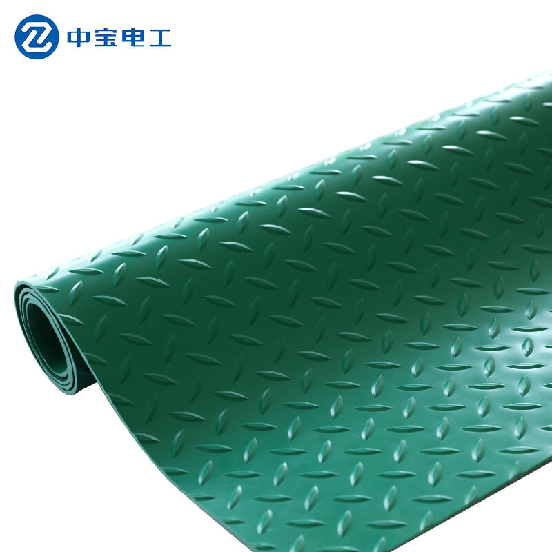 10kv5mm中宝电工厚米卷绿色柳叶纹防滑绝缘胶垫绝缘胶板绝缘垫5