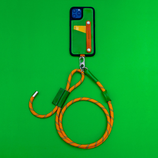 两针一线适用于苹果13pro斜挎手机壳个性 撞色真皮支架挂绳max创意