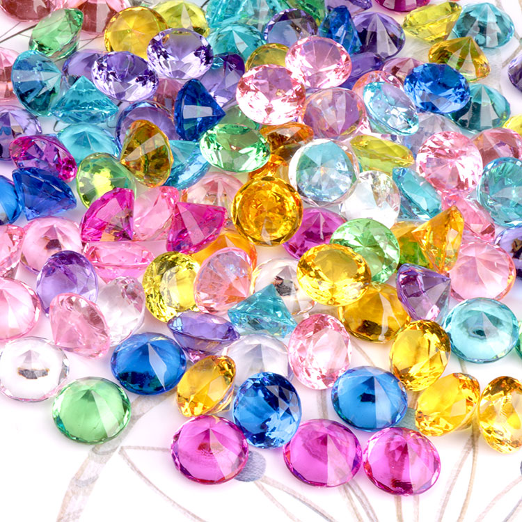 饰品 仿水晶塑料儿童宝石机推糖机塑料钻石七彩色游乐场柜台装