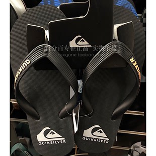 Quiksilver黑色男士 夏季 新款 黑纯色平底速干防滑沙滩夹脚人字拖鞋