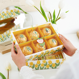 盒梨儿酥蛋黄酥月饼绿豆糕点心玛德琳桃花酥礼品盒 六粒凤梨酥包装