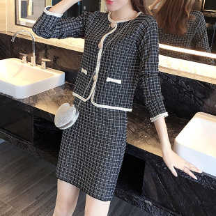 短裙两件套 韩版 长袖 外套时尚 女秋2022新款 休闲套装
