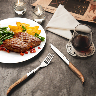 法国西餐刀叉304不锈钢加厚欧式 牛排刀叉勺高档木柄西餐餐具套装
