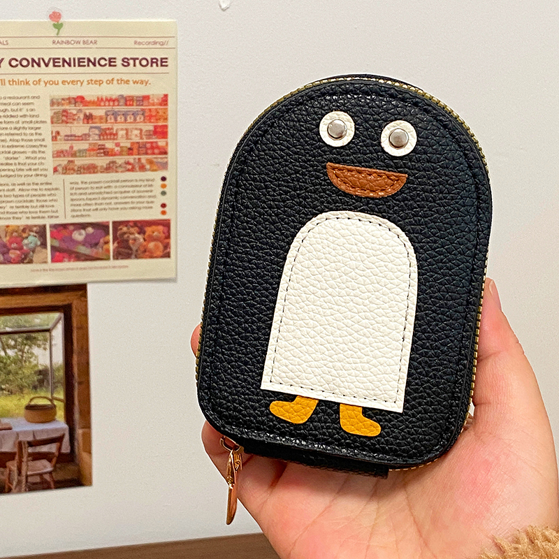卡通可爱企鹅卡包证件收纳包多卡位防消磁大容量便携小巧零钱包女