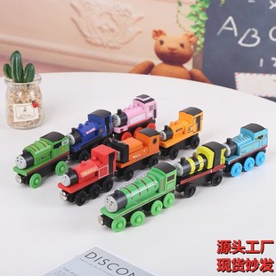 饰 儿童木制磁性托马斯小火车玩具木质兼容轨道小火车头蛋糕装