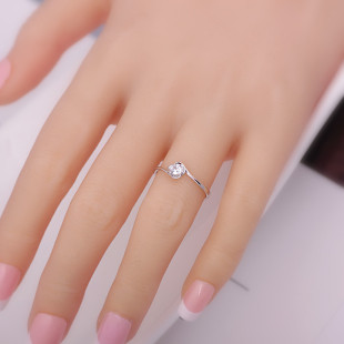 S925纯银戒指镶钻女带钻中指食指婚戒编织不掉色送女友礼物不开口
