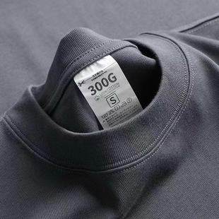 300g纯棉重磅夏季 t恤男款 圆领短袖 纯色厚实不透潮牌宽松上衣 美式