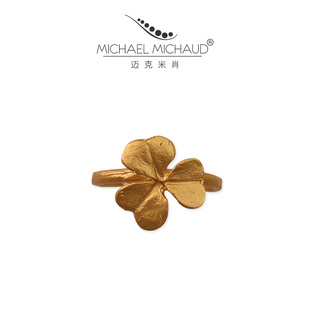 Michaud三叶草戒指女复古开口可调ins网红冷淡风小众设计 Michael
