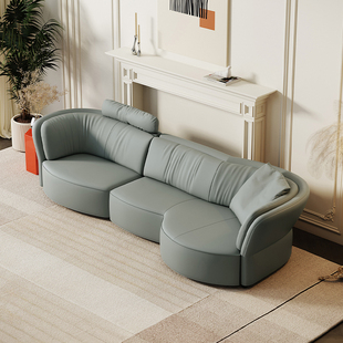 大户型头层牛皮沙发设计师客厅家用弧形沙发 薏米达现代轻奢简约式