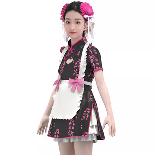 中华娘旗袍cos服中国风改良旗袍新中式 女仆装 裙子cosplay套装