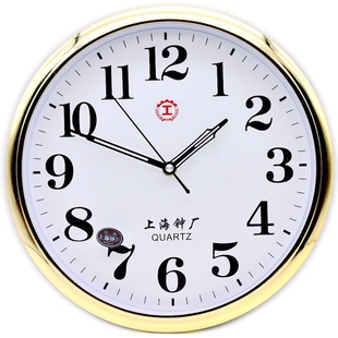 上海工字12英寸静音大挂钟现代简约大字体清晰卧室客厅石英钟钟表