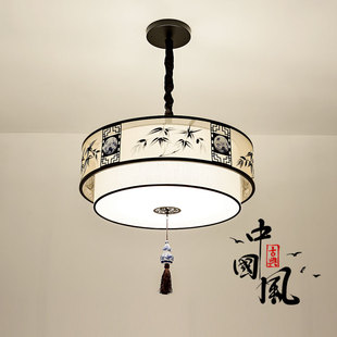 吊灯圆形禅意复古中国风客厅餐厅卧室书房灯吸吊两用LED灯 新中式