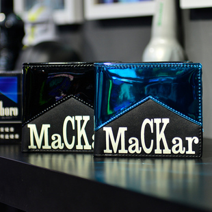 Mackar原创潮牌个性 创意万宝路钱包男女镭射镜面短款 潮流钱夹 时尚