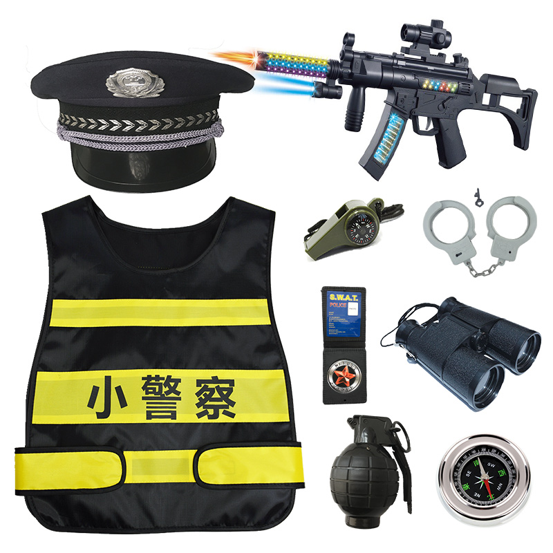 备声光玩具枪 黑猫警长帽子男孩特种兵作战装 儿童小警察玩具套装