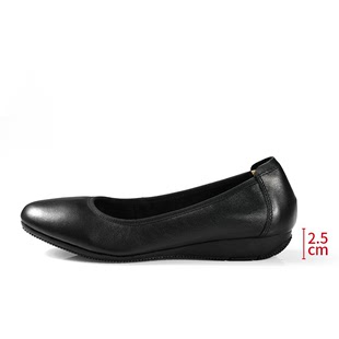 皮鞋 德赛单鞋 女职业空姐上班黑色平跟圆头纯色PU穆勒鞋 新款 春季