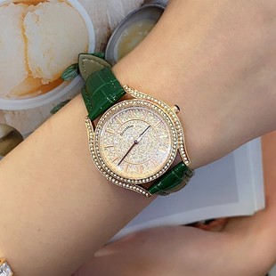 石英国产腕表 女镶钻满天星手表时尚 气质小表盘风真皮表带士个性