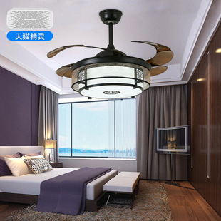 新中式 客厅隐形风扇灯 吊扇灯餐厅家用吊扇灯 静音遥控中式