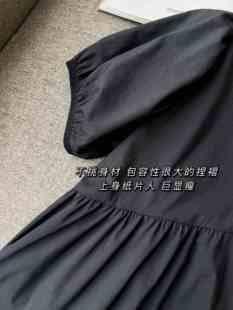 高级感女装 褶皱赫本风小黑裙连衣裙女夏 法式 中长款 极简风设计