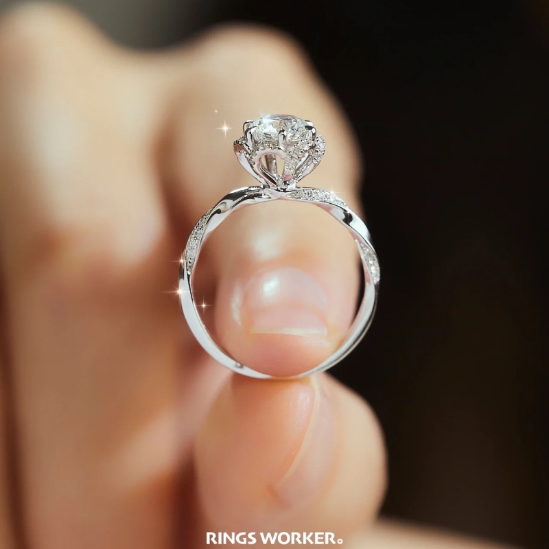 莫桑石钻戒女戒指指环925纯银镀18K白金铂金结婚仿真钻戒简约 新品