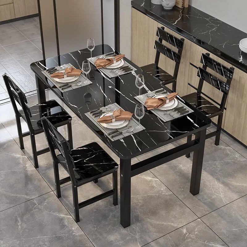 简约餐桌椅组合小户型现代长方形快餐饭店家用吃饭桌简易4人6桌椅