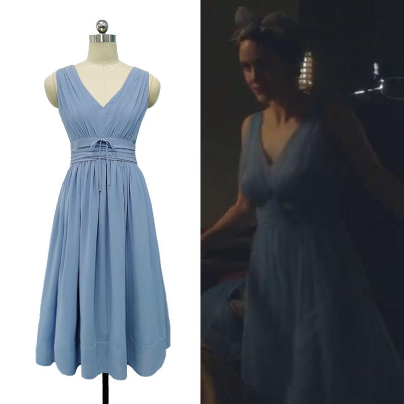 第二季 女士淡蓝色裙子中长款 麦瑟尔夫人睡裙同款 性感复古 了不起