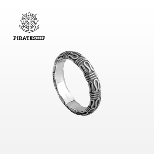 刻字 个性 海盗船925银戒指女魔戒复古情侣对戒指男食指饰品时尚
