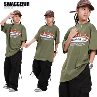 SWAG儿童街舞潮服套装 男童酷帅hiphop童装 嘻哈少儿街舞演出服装