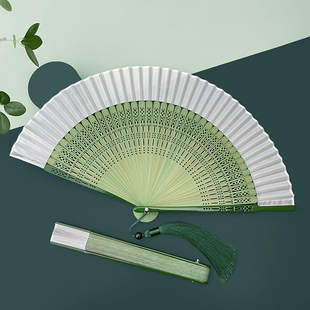 古风夏天随身果绿色小清新随身折叠扇舞蹈扇 扇子折扇中国风新中式