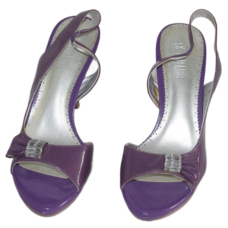 摆拍收藏拍照拍视频图片用真牛皮时尚 女凉鞋 F5413 紫色漆皮高跟鞋