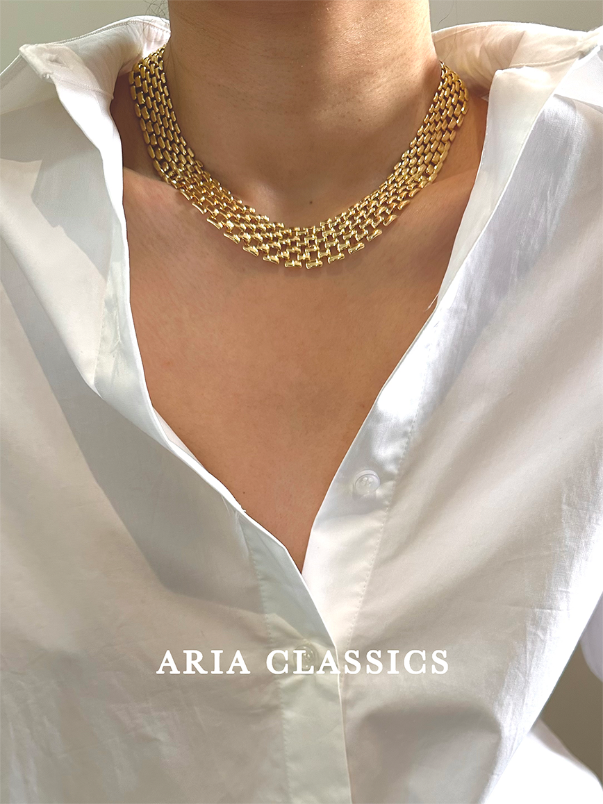 ARIA CLASSICS 编织项链复古极简镀金项圈 80’s宽版