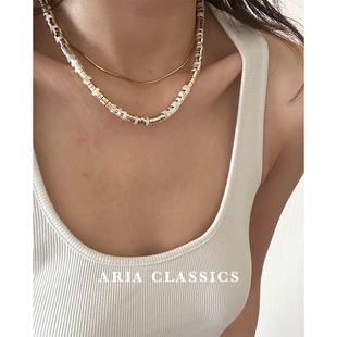 ARIA 重工项链 原创杨采钰同款 CLASSICS 天然贝壳金属片飞盘串珠