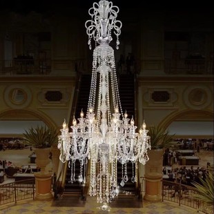 楼别墅客厅吊灯现代轻奢餐厅灯旋转楼梯间长吊灯 水晶吊灯复式 欧式