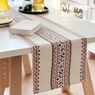 北欧复古棉麻桌旗简约现代隔热桌垫桌布茶台布长方形布艺 蔓越家