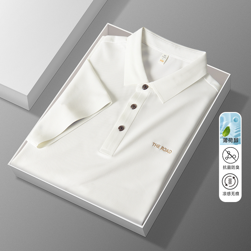 t恤夏季 polo衫 商务休闲男士 男2024新款 高端白色带领上衣男装 短袖