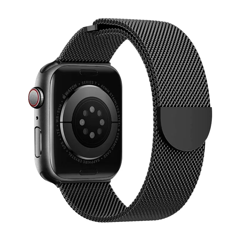 适用apple 45mm替换带 8手表带苹果手表s9表带8 watch7表带iwatch9 4代金属表带男女款