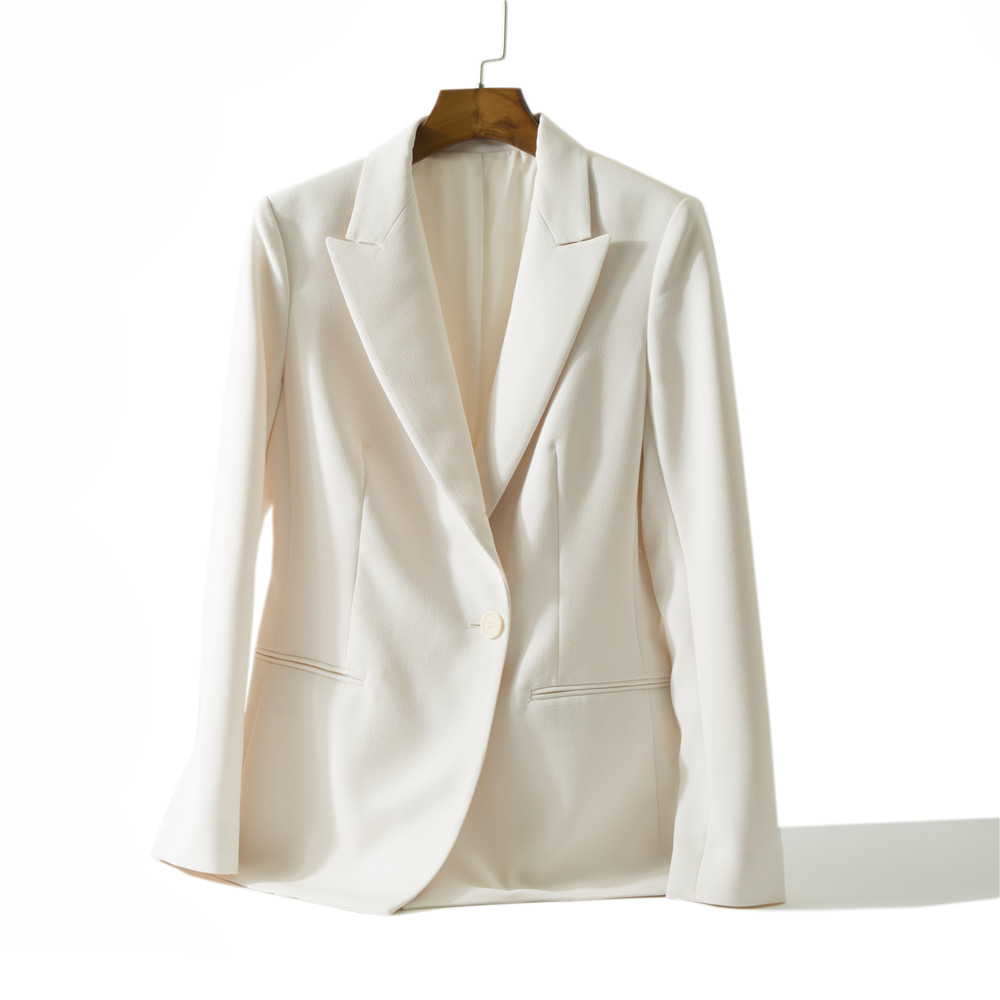 欧货高品质女装 小西装 一粒扣修身 气质白色ol西服外套 春季