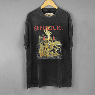 Shirt Arise埋葬重金属摇滚纯棉复古水洗短袖 长袖 T恤 Sepultura